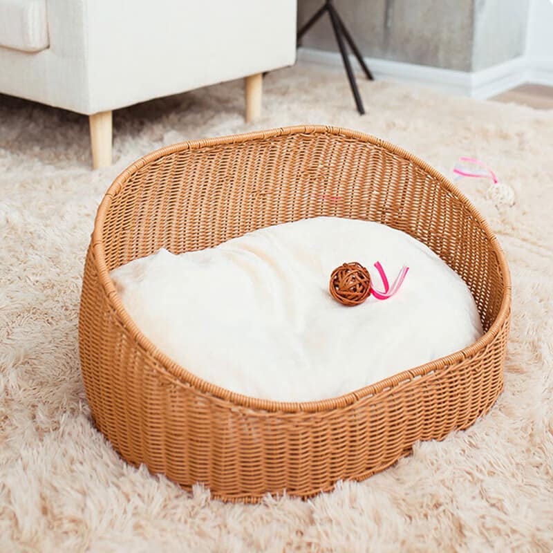 Wicker cute cat beds - warm cat basket bed