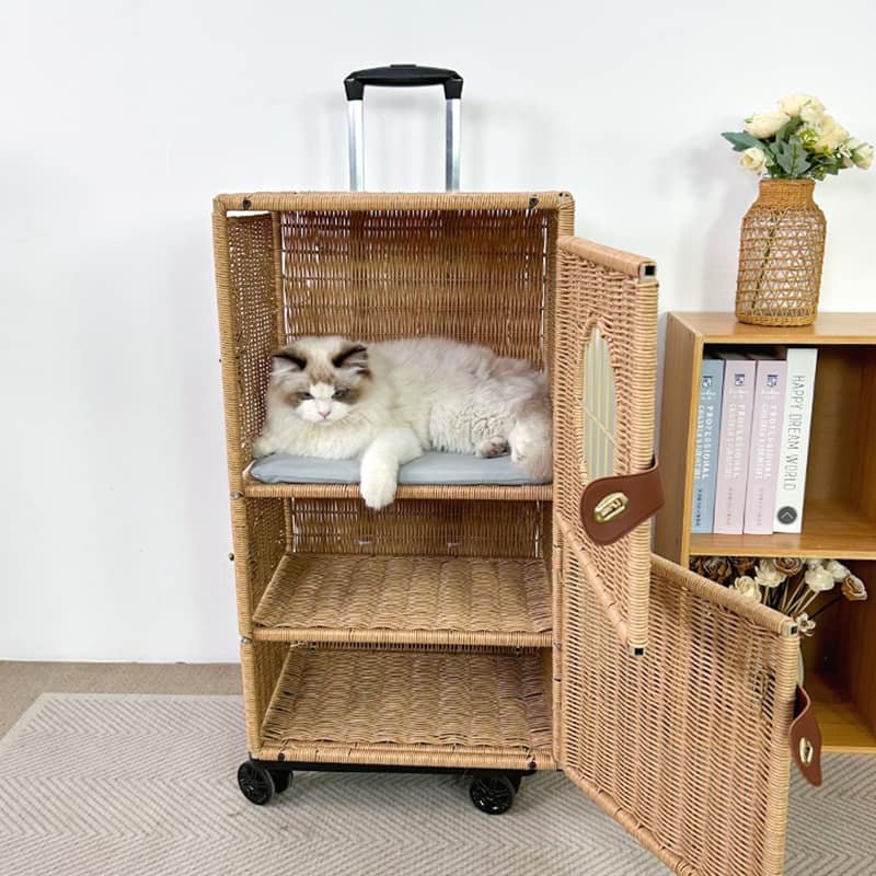 Puppy Carrier, Hand woven Portable Cat Travel Suitcase - Image 4