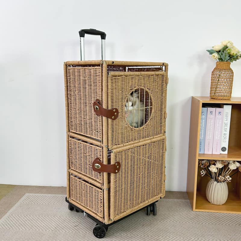 Puppy Carrier, Hand woven Portable Cat Travel Suitcase - Image 5