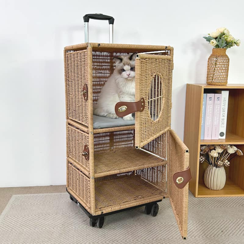 Puppy Carrier, Hand woven Portable Cat Travel Suitcase - Image 7