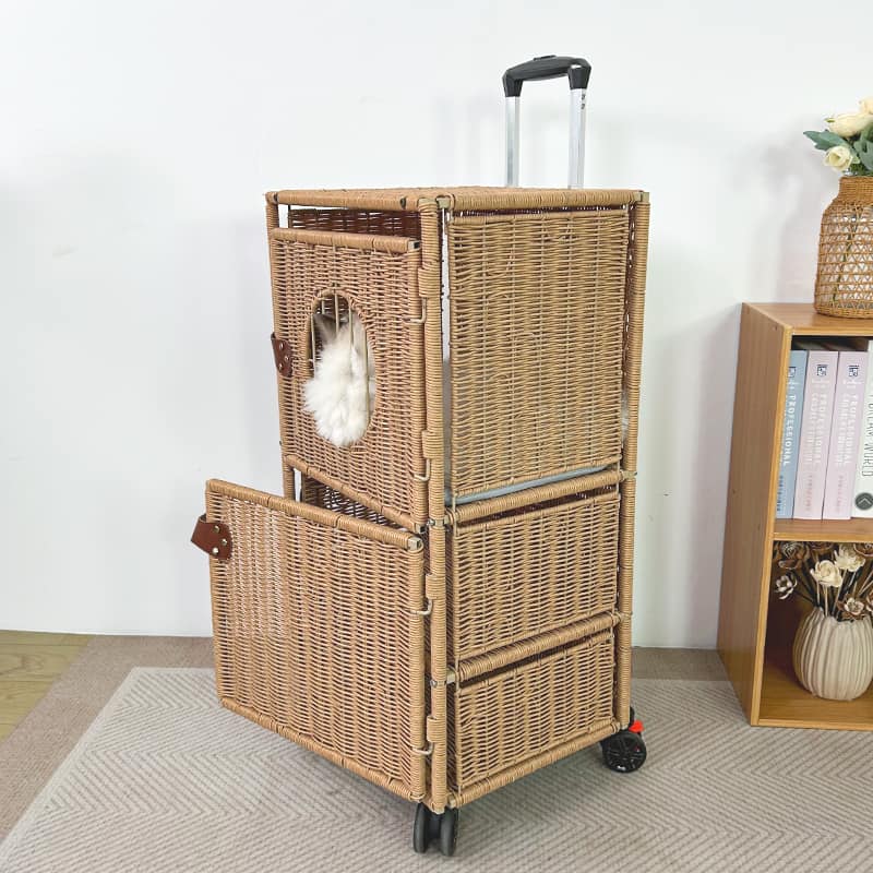 Puppy Carrier, Hand woven Portable Cat Travel Suitcase - Image 6