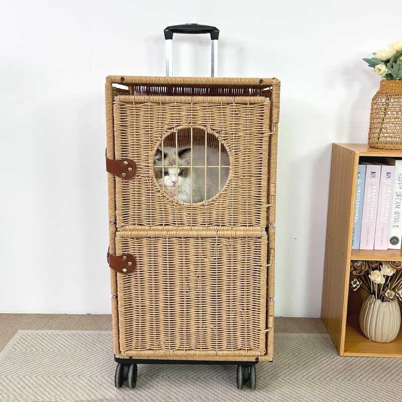 Puppy Carrier, Hand woven Portable Cat Travel Suitcase - Image 3