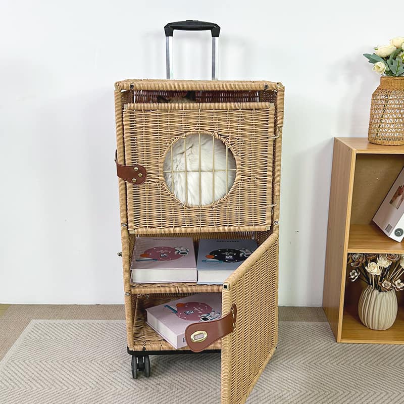 Puppy Carrier, Hand woven Portable Cat Travel Suitcase - Image 2