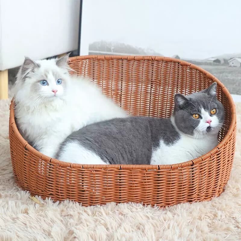 Wicker cute cat beds - warm cat basket bed - Image 3