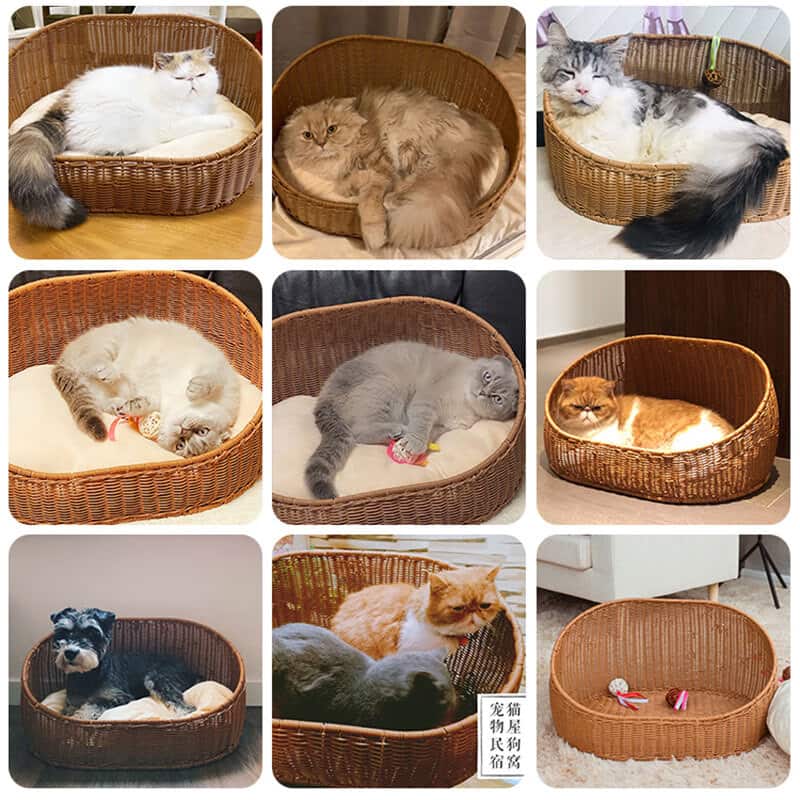 Wicker cute cat beds - warm cat basket bed - Image 5