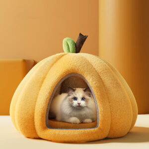 Modern enclosed cat bed with detachable flannelette cushions