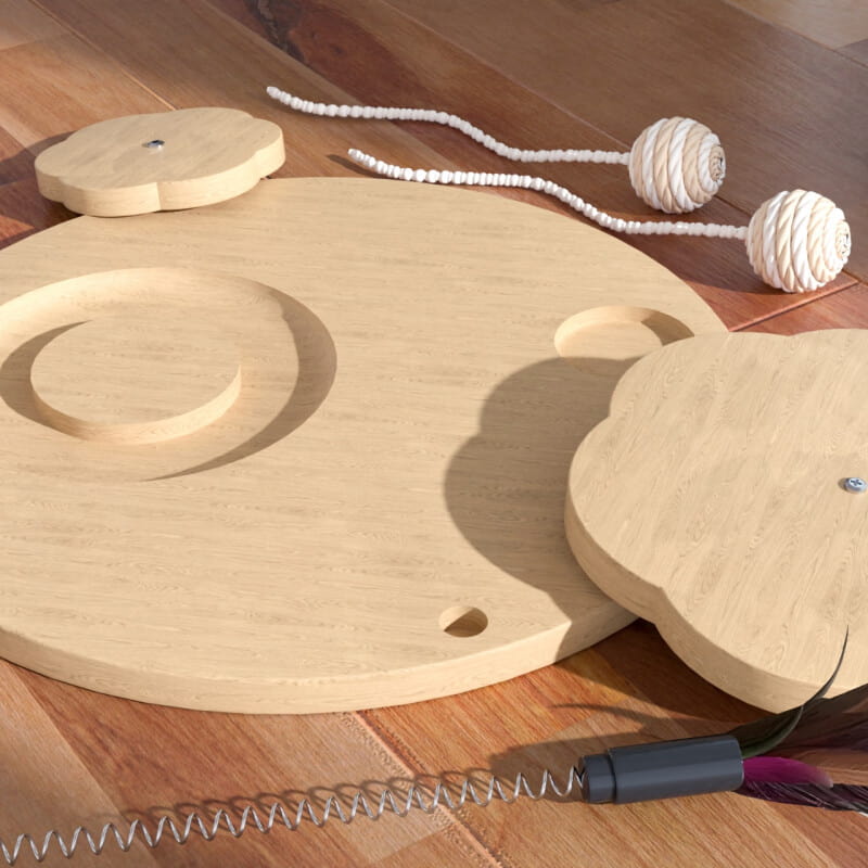 Premium Wooden Cat Scratcher with Natural Sisal Column & Rotating Platform - Image 2