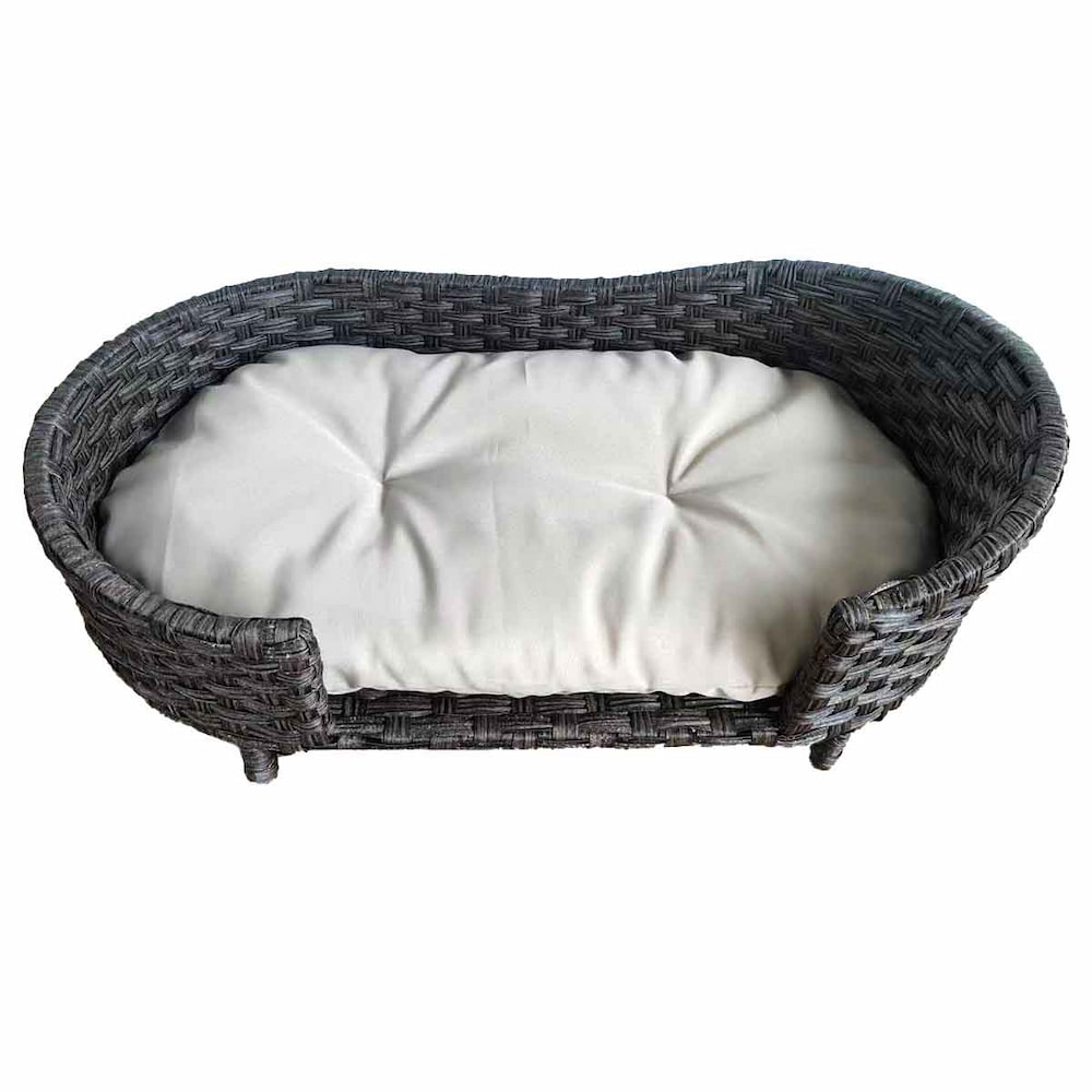 Wicker Dog Sofa with Soft Water-resistant Cushion - Image 4