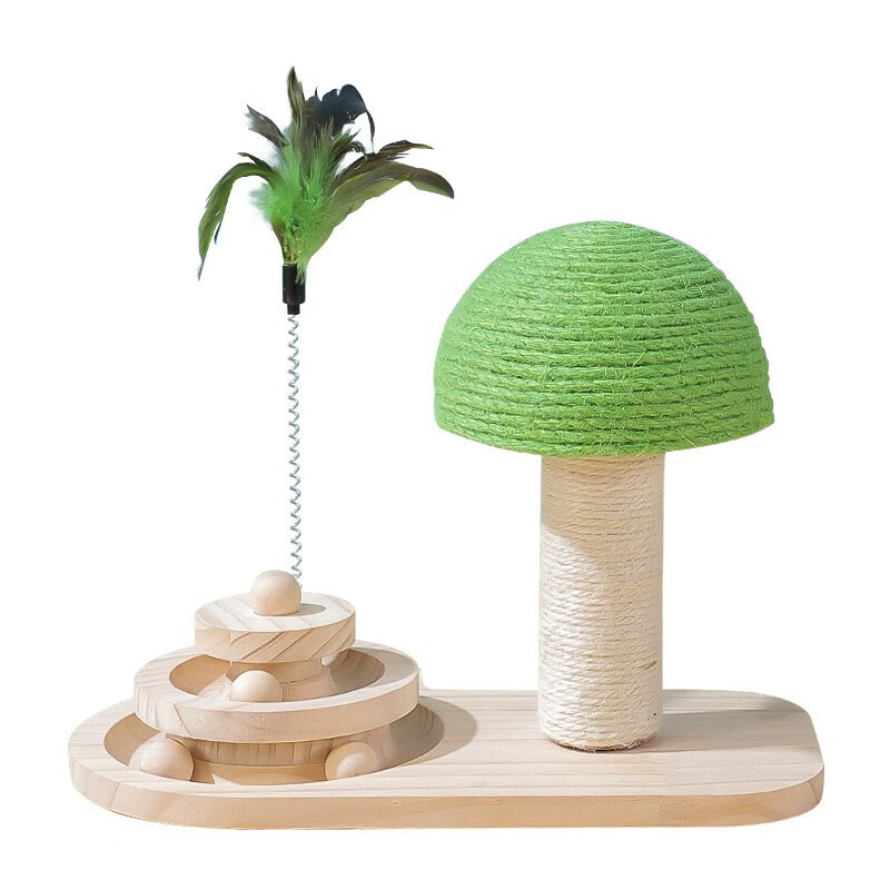 Mushroom Cat Scratching Post,Interactive Track Ball Toy for Small Kittens