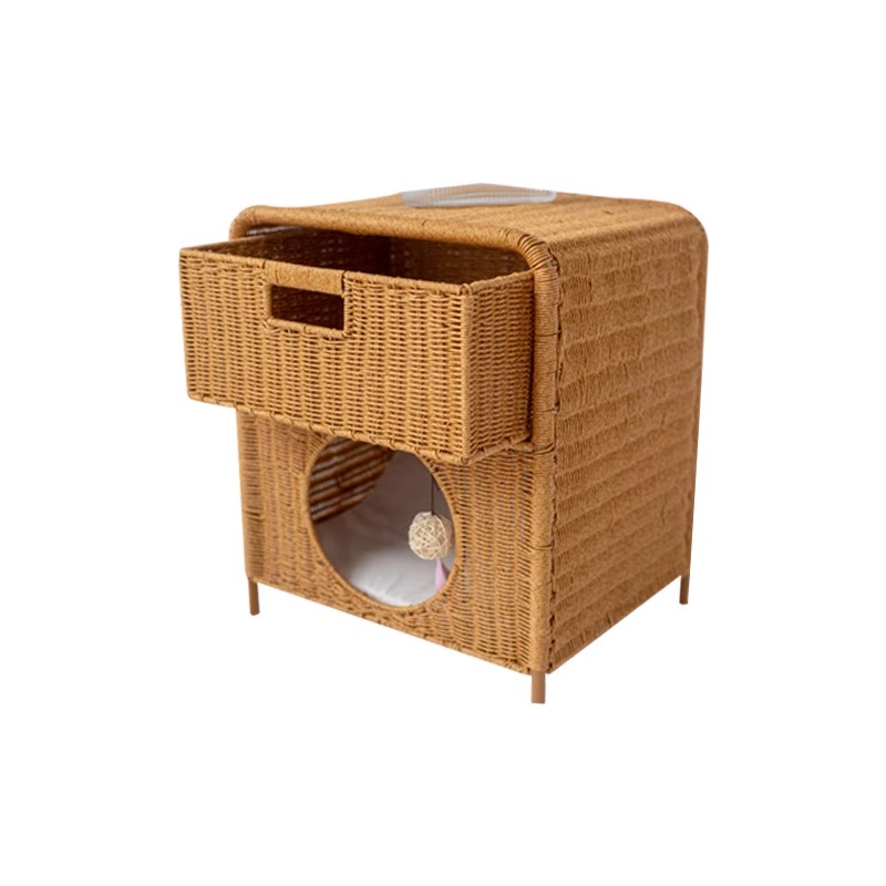 PP Rattan pet nest, Side Table with cat bed - Image 4