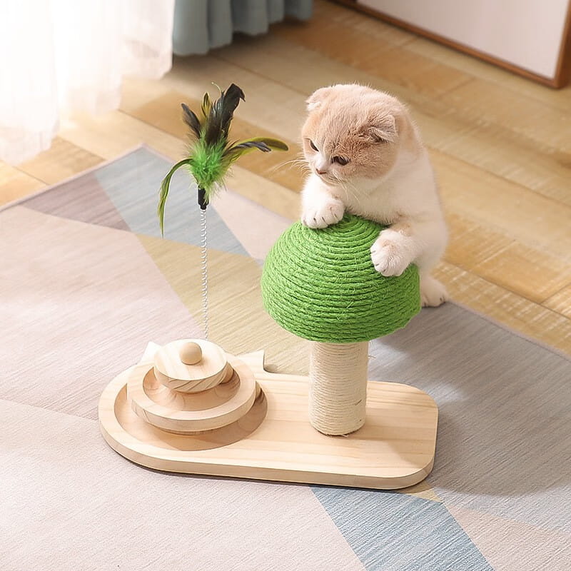 Mushroom Cat Scratching Post,Interactive Track Ball Toy for Small Kittens - Image 2