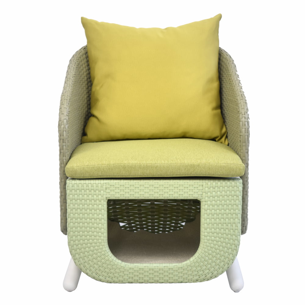 Dual-Purpose Rattan Lounge Chair with Pet Bed - Image 4