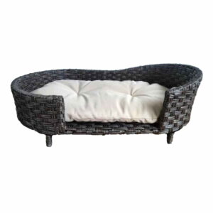 Wicker Dog Sofa with Soft Water-resistant Cushion