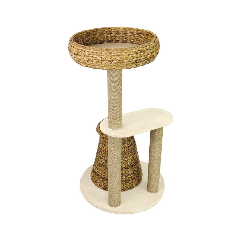 Natural banana leaf cat climbing frame sisal cat nest summer cat tree villa cat toy rattan cat jumping platform cat frame