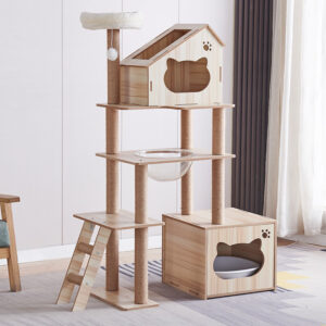 Cat Climbing Frame Litter Pan All-In-One Household Multi-Cat Nest Extra Large Cat Cage Climbing Frame Cat Scratching Board Space Saving Cat Supplies Cat Climbing Frame Litter Pan All-In-One + Space Capsule Cat Climbing Frame