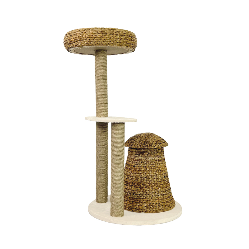 Natural banana leaf cat climbing frame sisal cat nest summer cat tree villa cat toy rattan cat jumping platform cat frame - Image 2