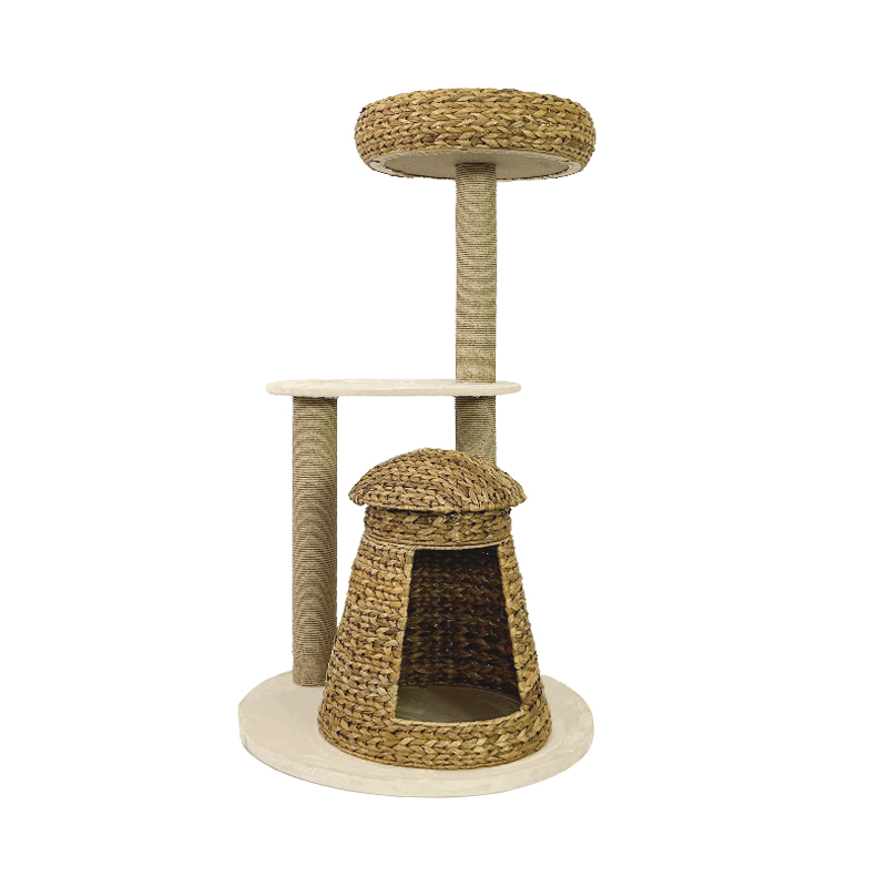 Natural banana leaf cat climbing frame sisal cat nest summer cat tree villa cat toy rattan cat jumping platform cat frame - Image 3