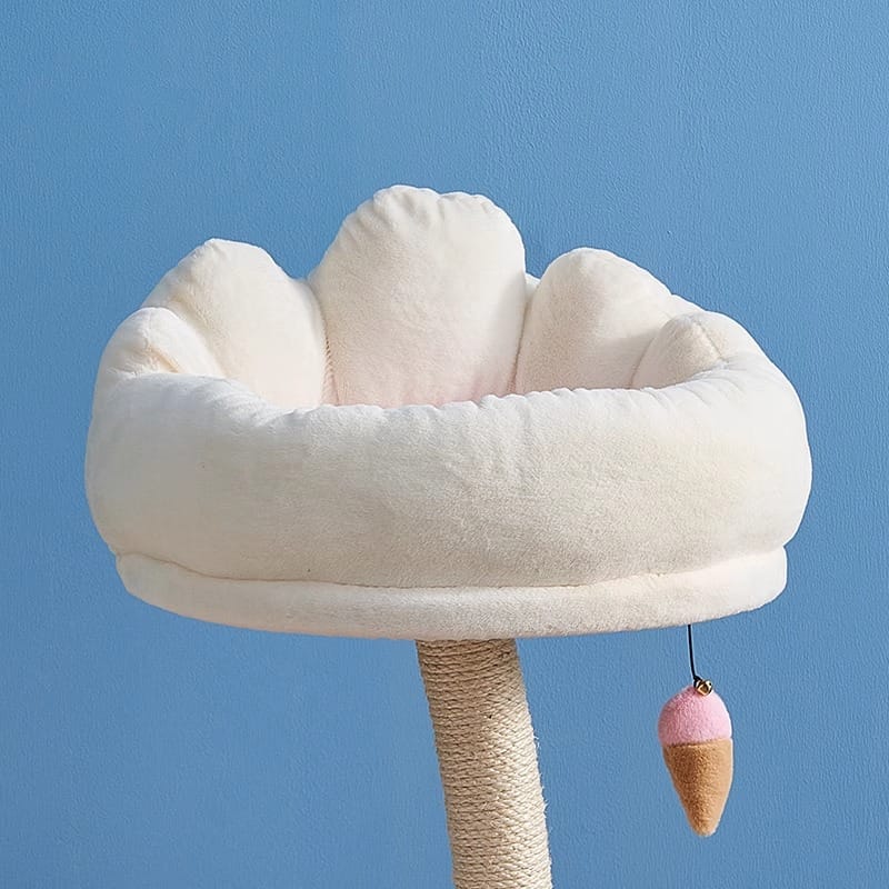 Ice Cream Shaped Plush Cat Furniture Space-Saving Climbing Tower - Image 3