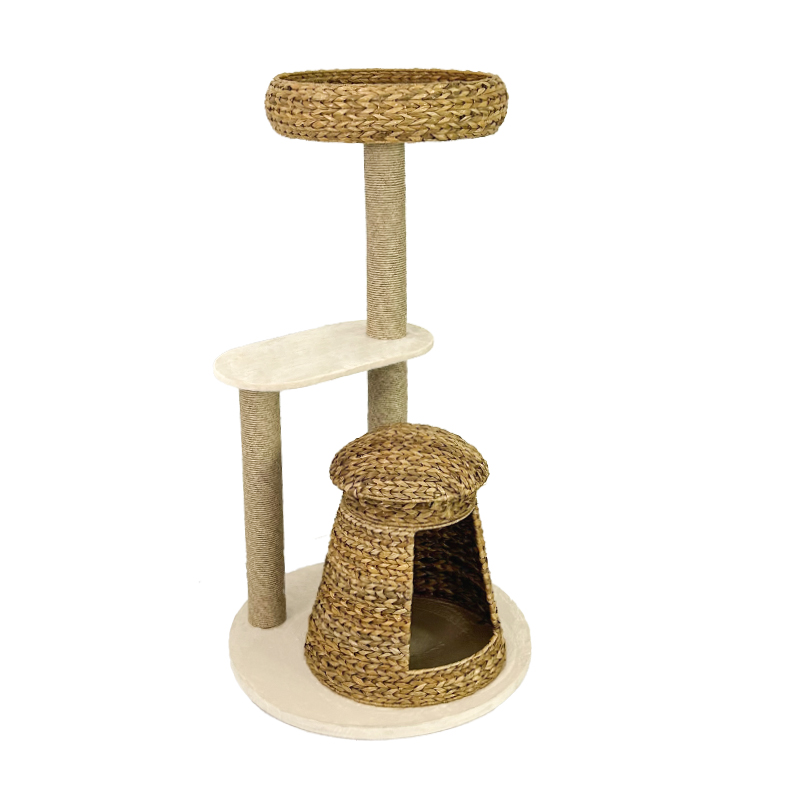 Natural banana leaf cat climbing frame sisal cat nest summer cat tree villa cat toy rattan cat jumping platform cat frame - Image 5