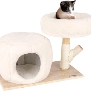 Durable cat tree and scratching post, cat house, solid wood cat house