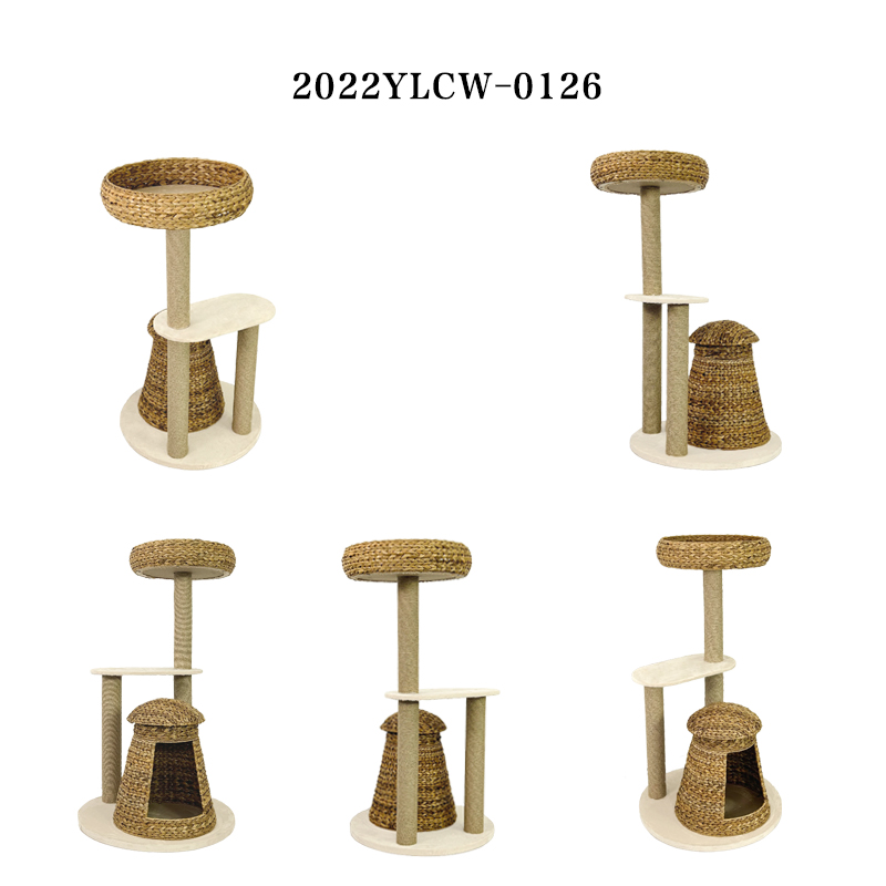 Natural banana leaf cat climbing frame sisal cat nest summer cat tree villa cat toy rattan cat jumping platform cat frame - Image 6