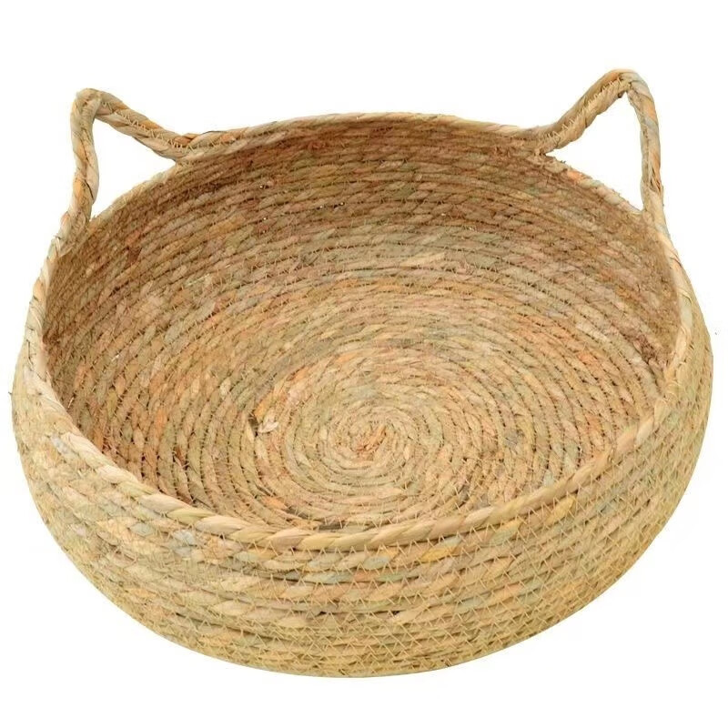 Cattail cat bed dog bed straw woven rattan woven with cushion pet dog bed